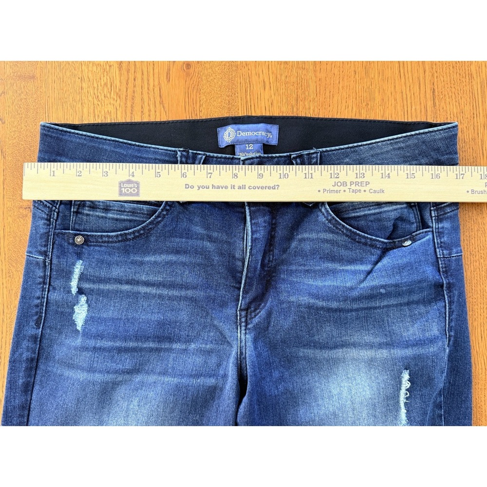 Democracy Absolution Jeans Womens 12 Blue Mid Rise Stretch Distressed Slim - Picture 8 of 9